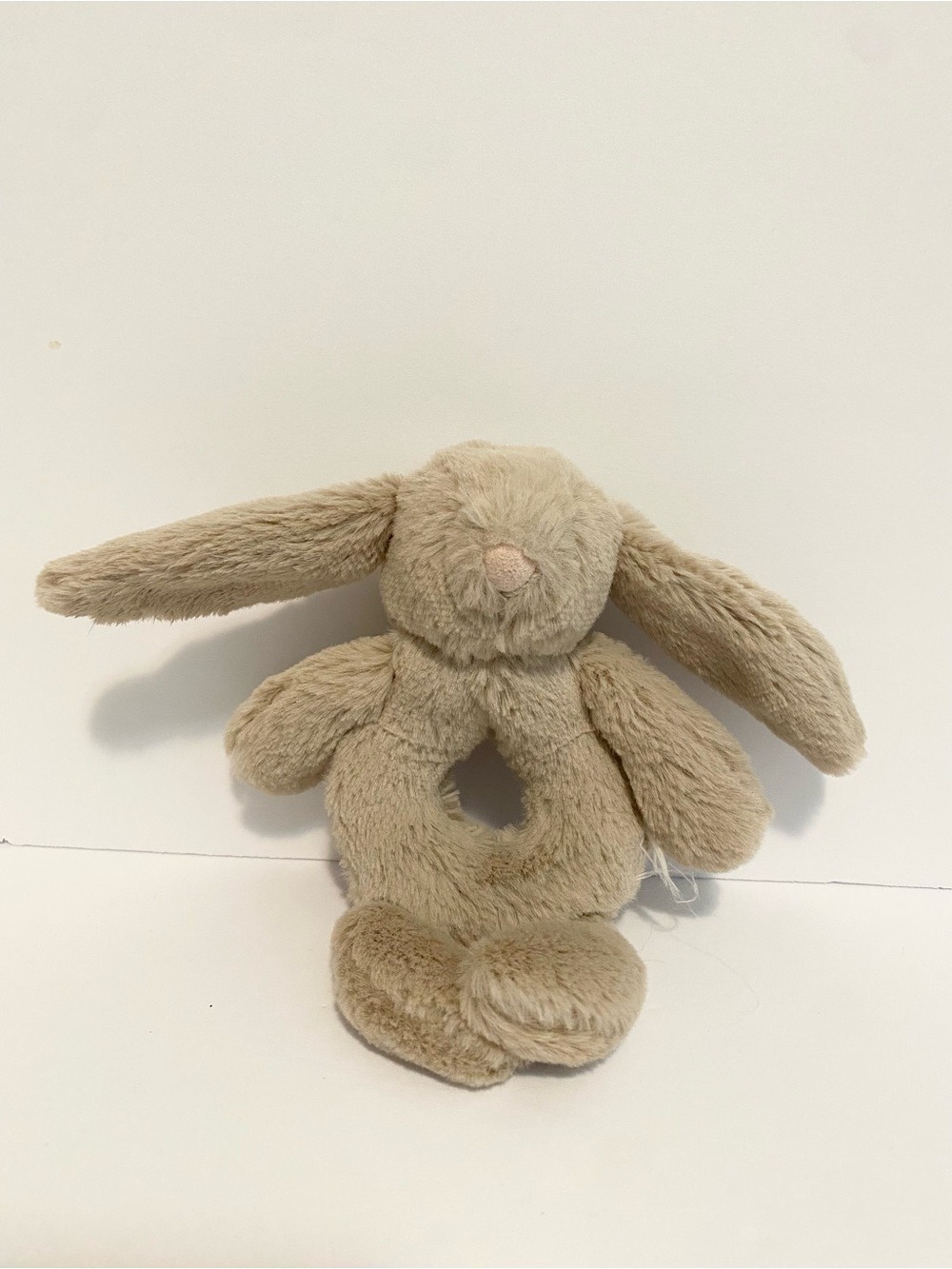 Jellycat Bunny Rabbit Plush Baby Rattle Ring Toy Brown Stuffed Animal Lovey
